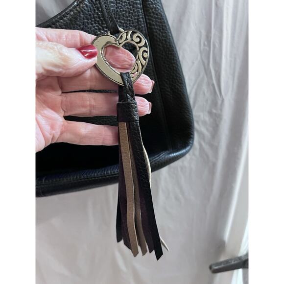 Brighton Barbados Zip Top Hobo Purse Black Pebble Leather Shoulder Bag - Picture 2 of 13